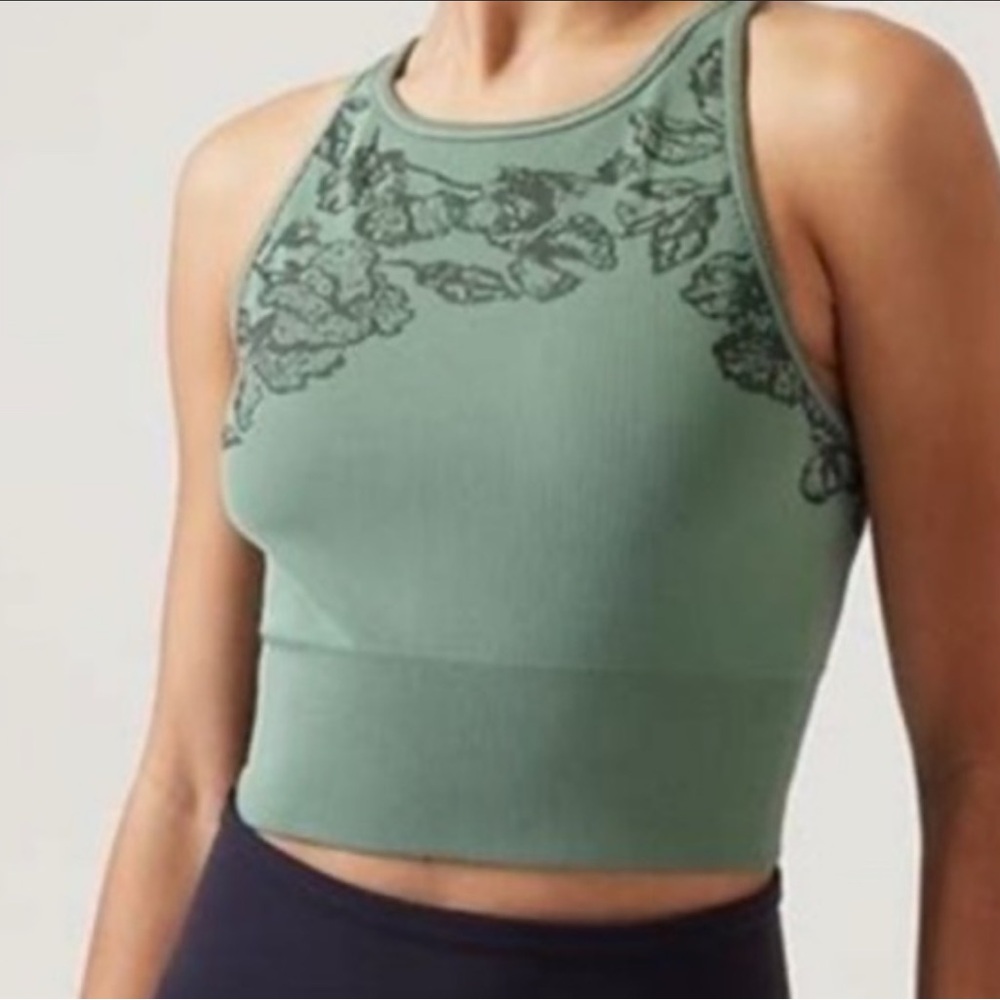 Athleta Green Floral Tank Top